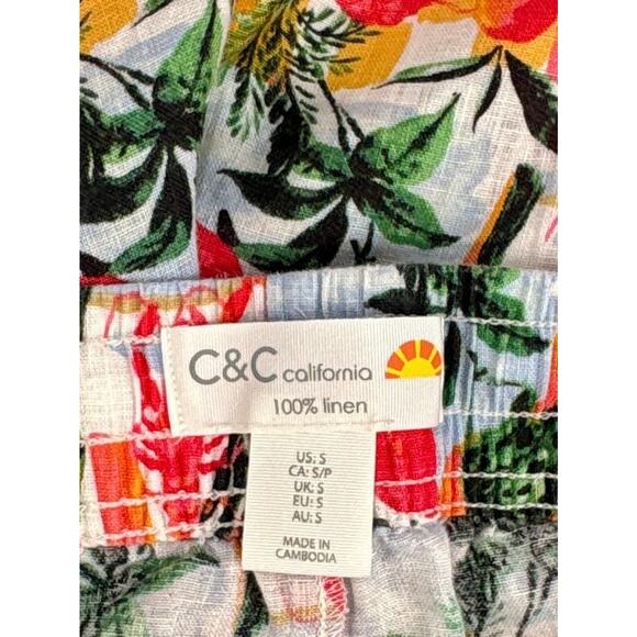 C&C California Linen Pants Wide Leg Beach SMALL Resort Tropical Loungewear - Picture 6 of 7